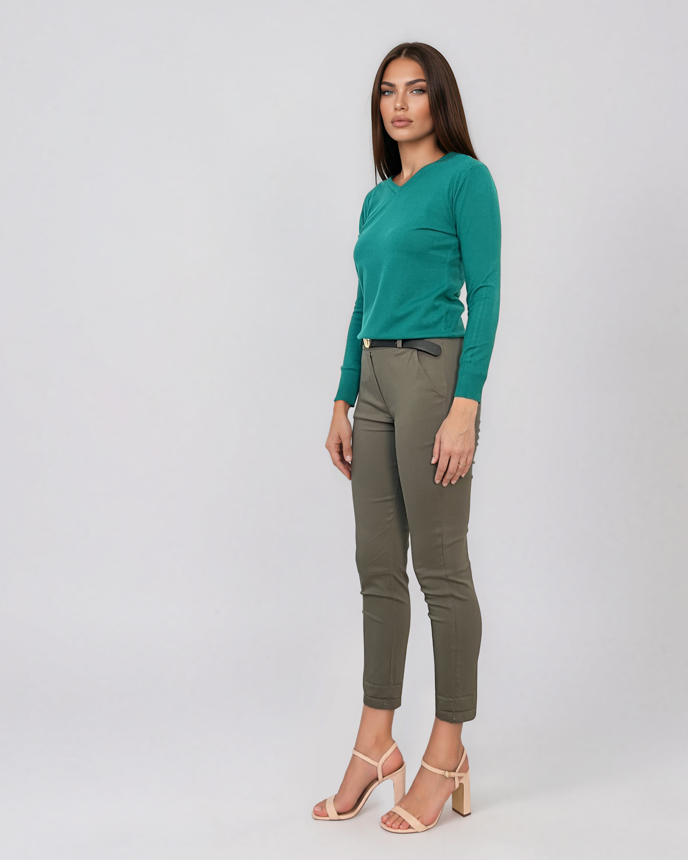 Pulover basic en-coeur turcoaz HL233
