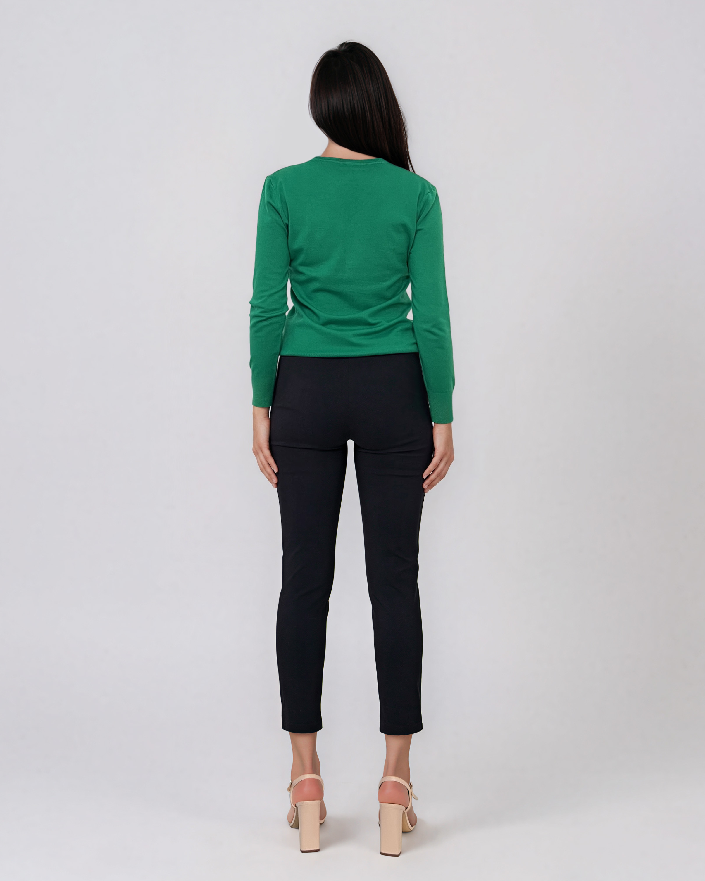 Pulover basic en-coeur verde HL233