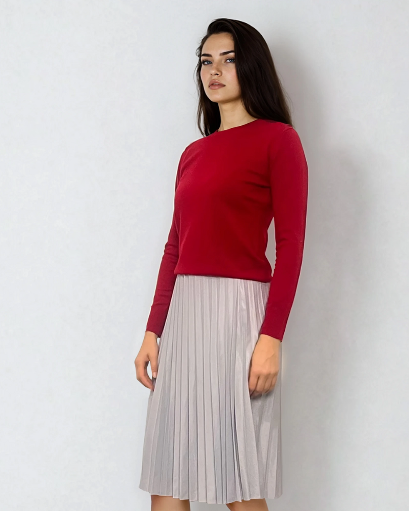 Pulover călduros cu guler rotund grena 
