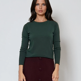 Pulover călduros cu guler rotund verde-dark 