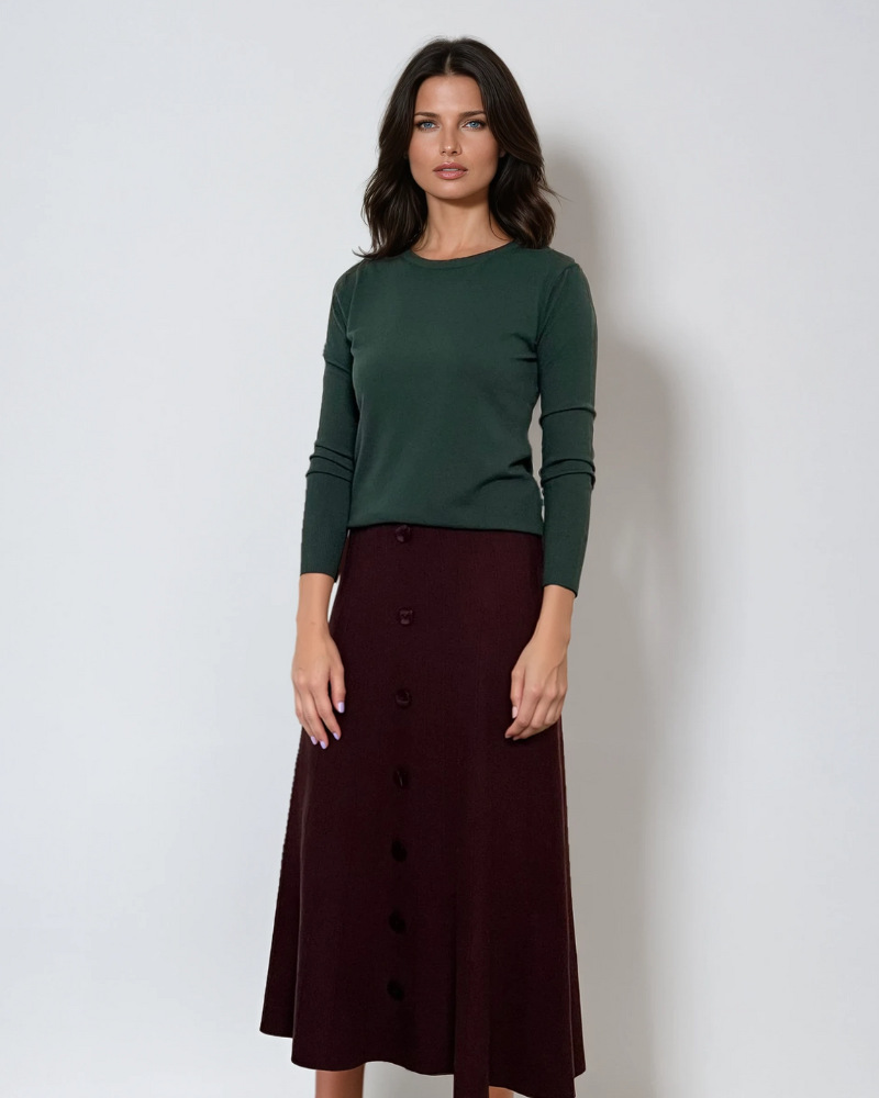 Pulover călduros cu guler rotund verde-dark 