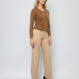 Pulover cu decolteu în V moale si confortabil beige 