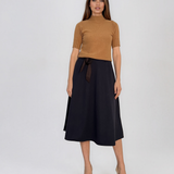 Pulover cu guler înalt şi mânecă scurtă beige HL242