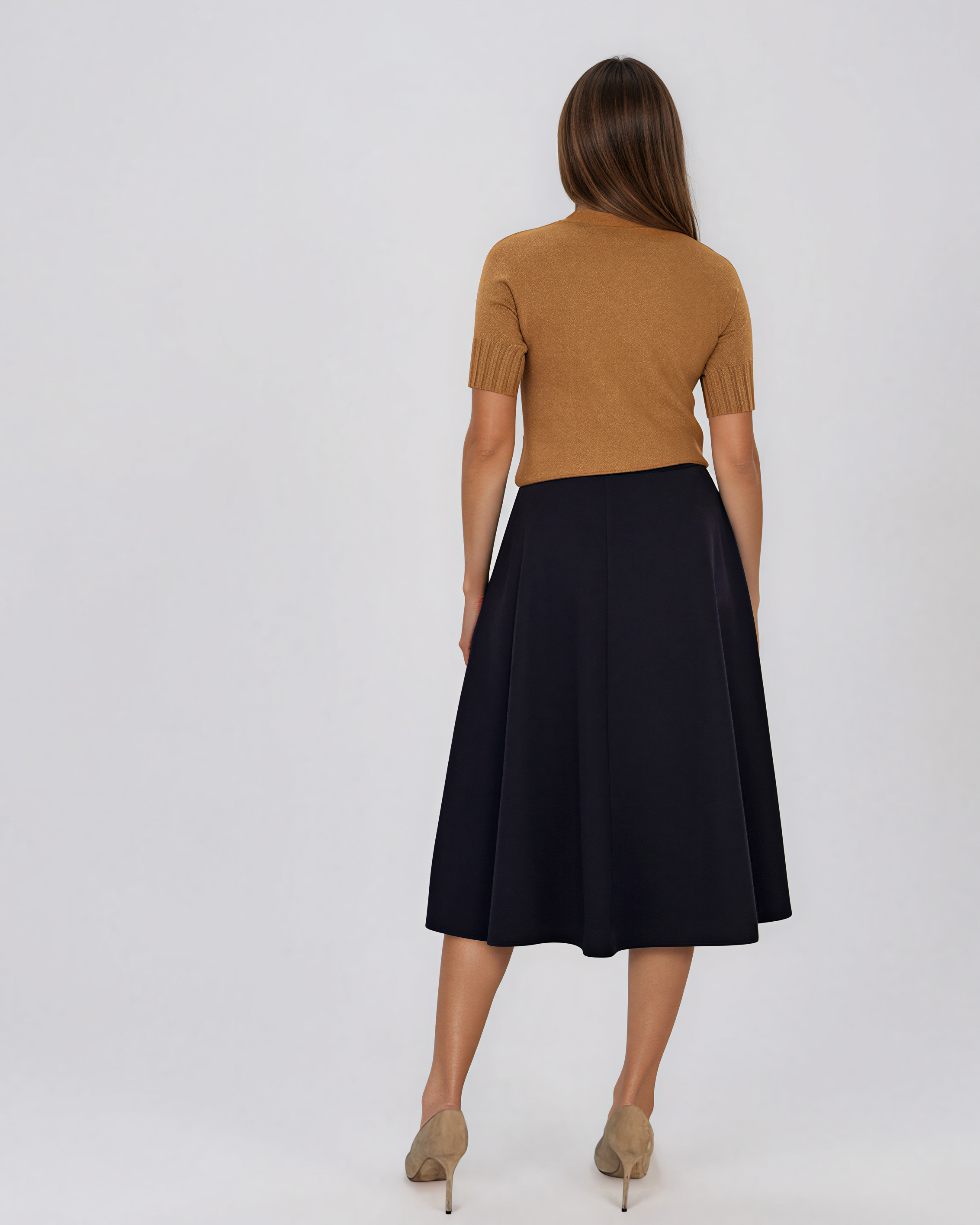 Pulover cu guler înalt şi mânecă scurtă beige HL242