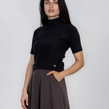 Pulover cu guler înalt şi mânecă scurtă negru HL242