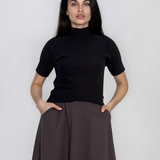 Pulover cu guler înalt şi mânecă scurtă negru HL242