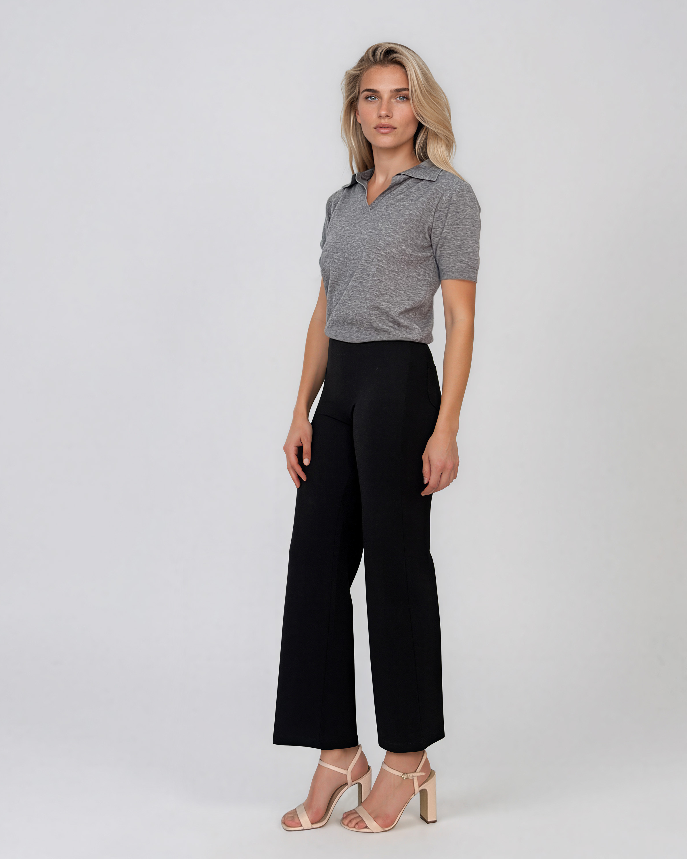 Pulover cu mânecă scurtă şi guler polo gri PN095