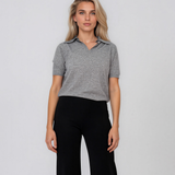 Pulover cu mânecă scurtă şi guler polo gri PN095