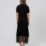 Pulover cu mânecă scurtă şi guler polo negru PN095
