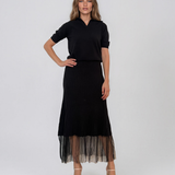 Pulover cu mânecă scurtă şi guler polo negru PN095