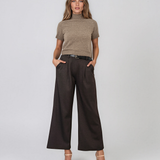 Pulover cu mânecă scurtă şi guler semi-înalt camel PN108