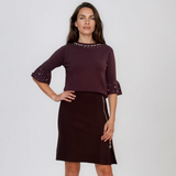 Pulover din tricot cu perle şi mâneci evazate mov DY734