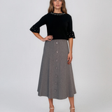 Pulover din tricot cu perle şi mâneci evazate negru DY734