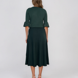 Pulover din tricot cu perle şi mâneci evazate verde DY734