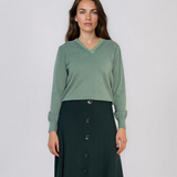 Pulover din tricot fin cu decolteu în V aqua DY732