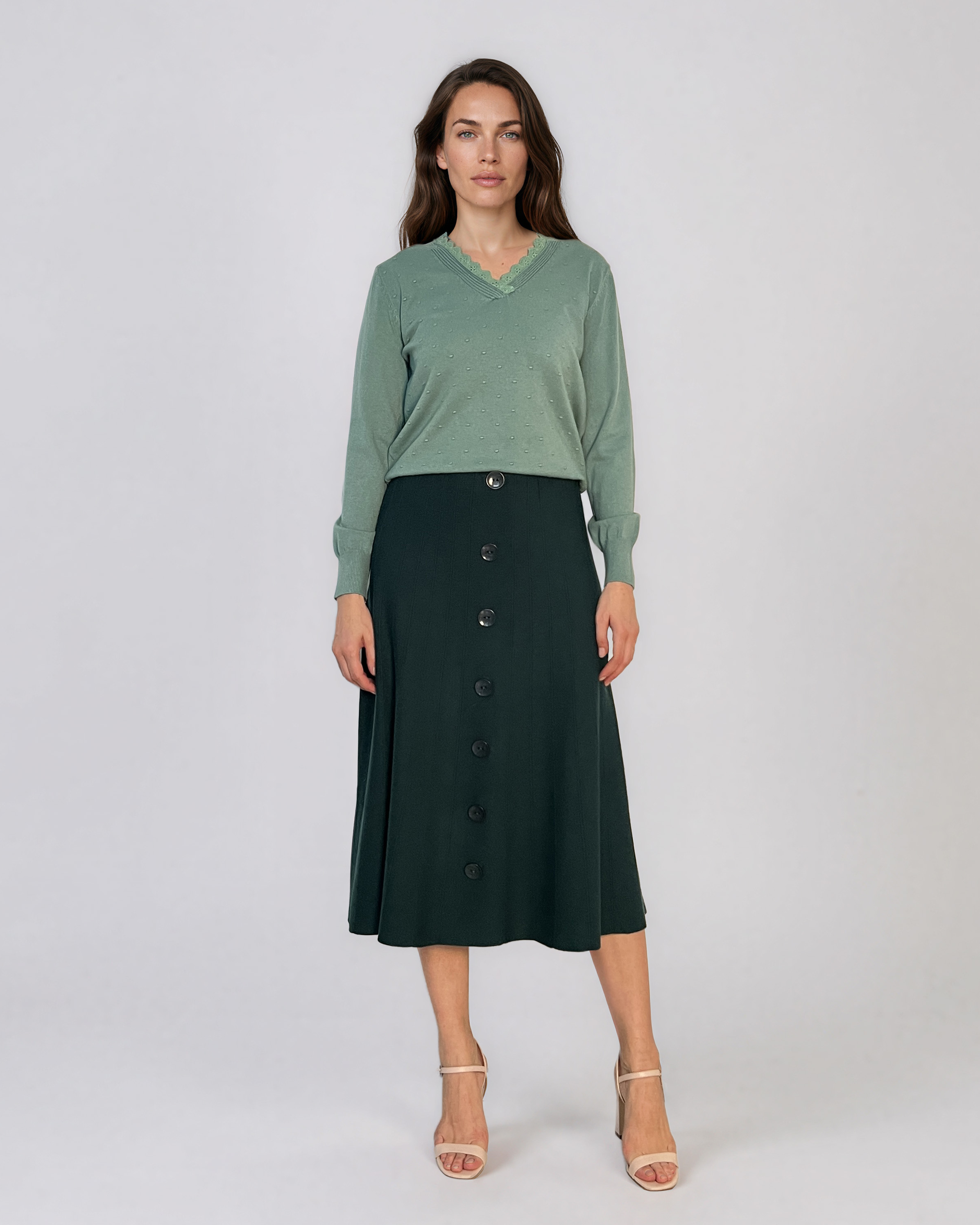 Pulover din tricot fin cu decolteu în V aqua DY732
