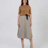 Pulover din tricot texturat cu mânecă scurtă beige HL250