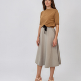Pulover din tricot texturat cu mânecă scurtă beige HL250