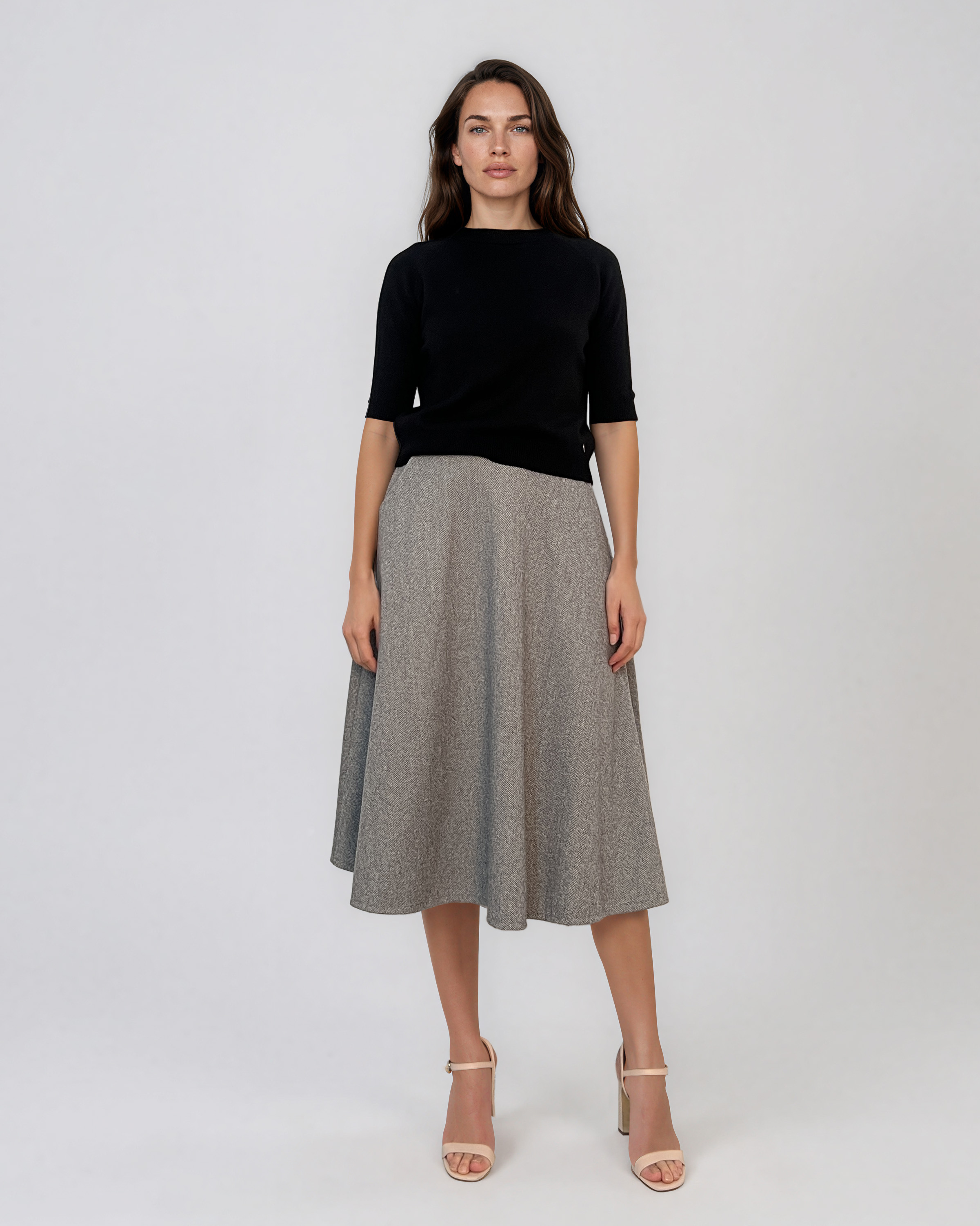 Pulover din tricot texturat cu mânecă scurtă negru HL250