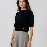 Pulover din tricot texturat cu mânecă scurtă negru HL250