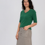 Pulover fin cu decolteu în V verde HL260