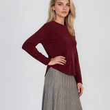 Pulover fin cu decolteu rotund grena PN144
