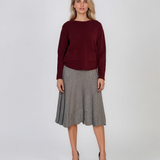 Pulover fin cu decolteu rotund grena PN144