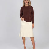 Pulover fin cu decolteu rotund maro PN144