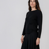 Pulover fin cu decolteu rotund negru PN144