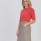 Pulover fin cu mânecă scurtă corai HL259