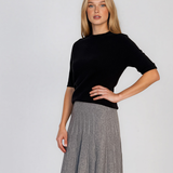 Pulover fin cu mânecă scurtă negru HL259