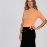 Pulover fin cu mânecă scurtă somon HL259