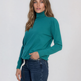 Pulover lejer cu guler înalt din lână şi caşmir aqua LR364