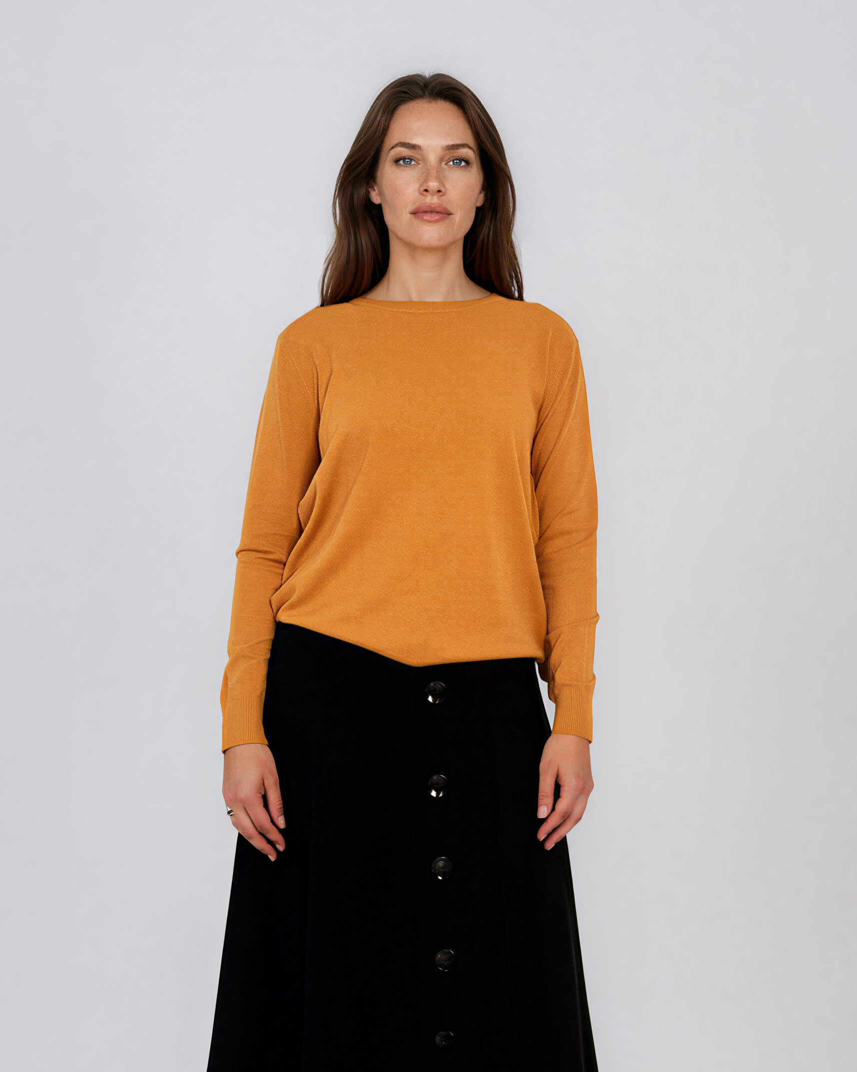 Pulover lejer din tricot cu lână şi caşmir cărămiziu LR357