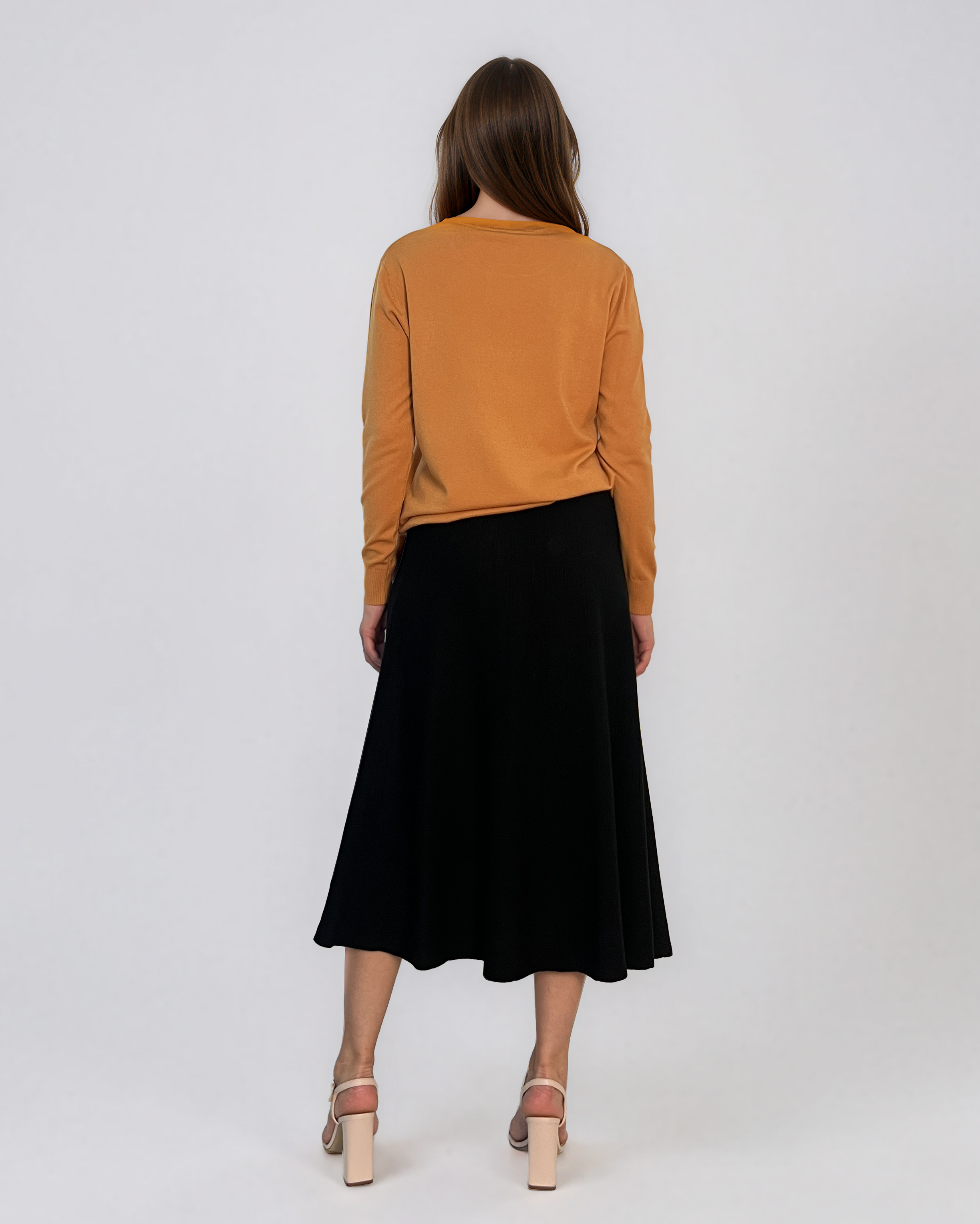 Pulover lejer din tricot cu lână şi caşmir cărămiziu LR357