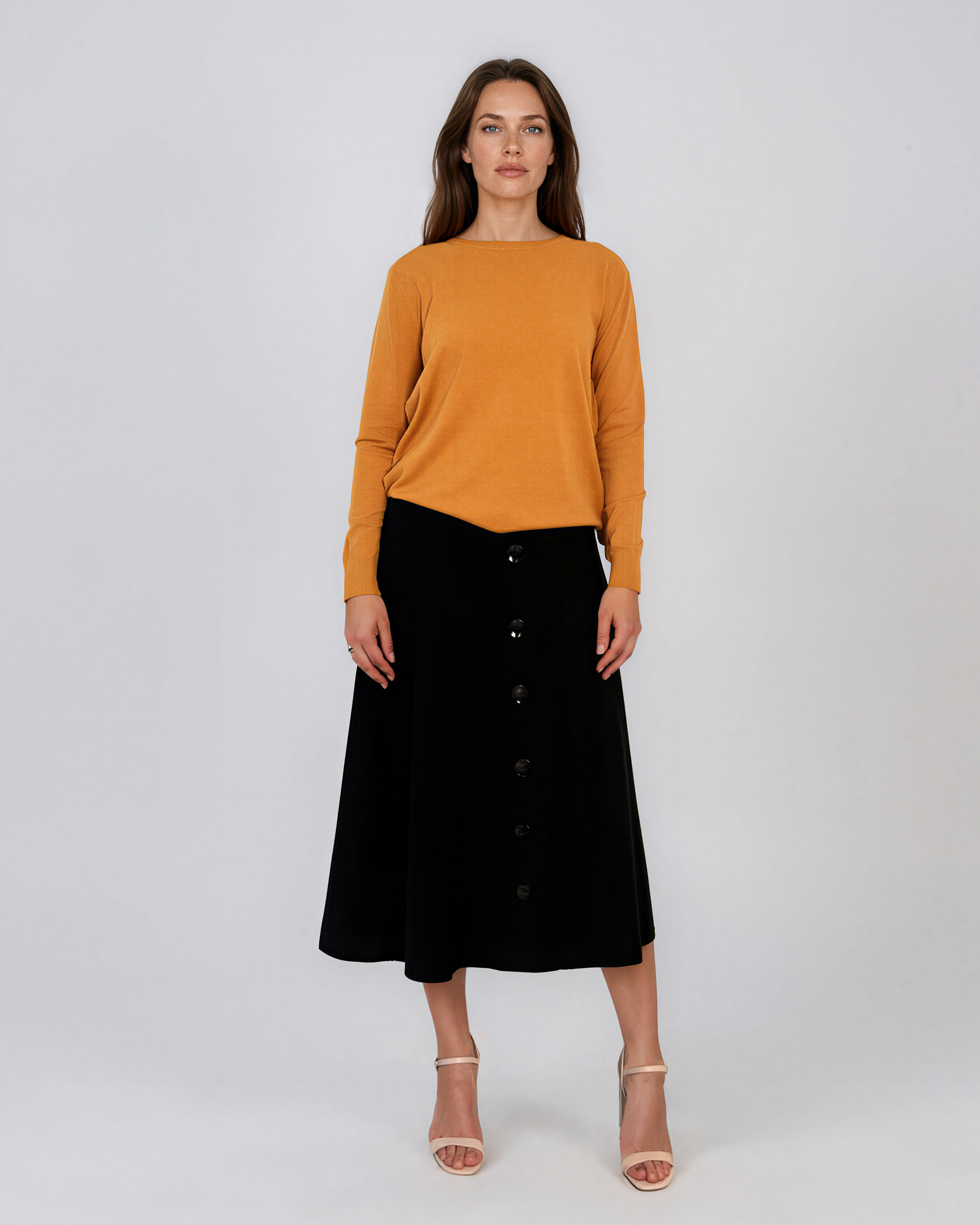 Pulover lejer din tricot cu lână şi caşmir cărămiziu LR357