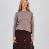 Pulover lejer din tricot cu lână şi caşmir grej LR357