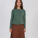 Pulover lejer din tricot cu lână şi caşmir kaki LR357