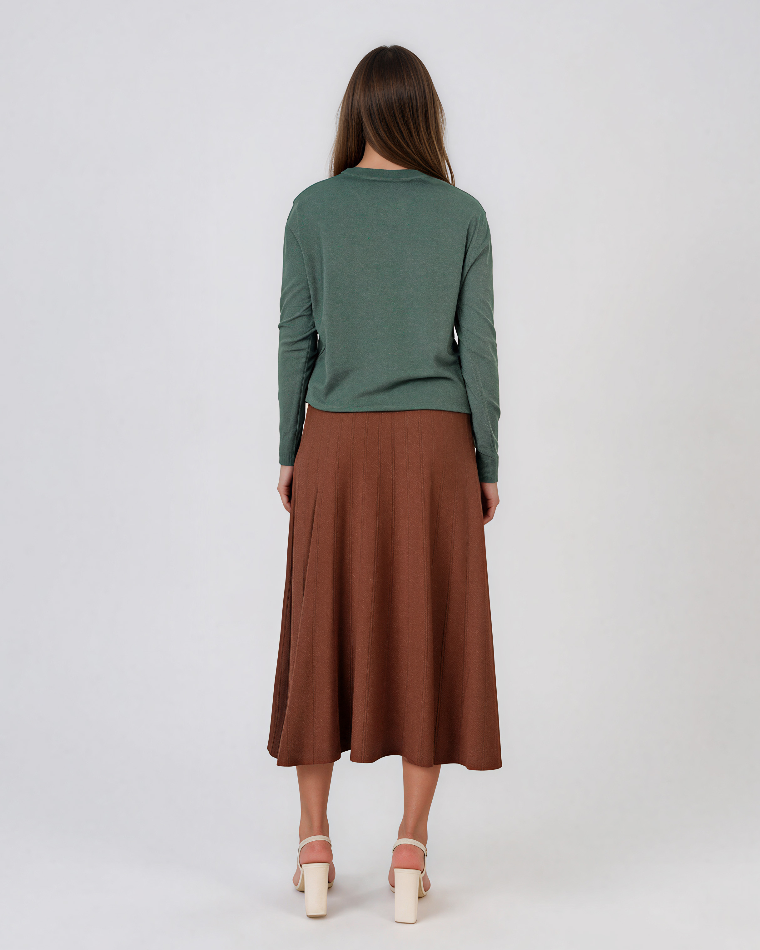 Pulover lejer din tricot cu lână şi caşmir kaki LR357