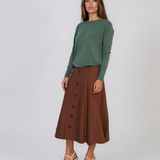 Pulover lejer din tricot cu lână şi caşmir kaki LR357