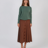 Pulover lejer din tricot cu lână şi caşmir kaki LR357