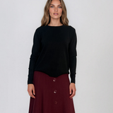 Pulover lejer din tricot cu lână şi caşmir negru LR357