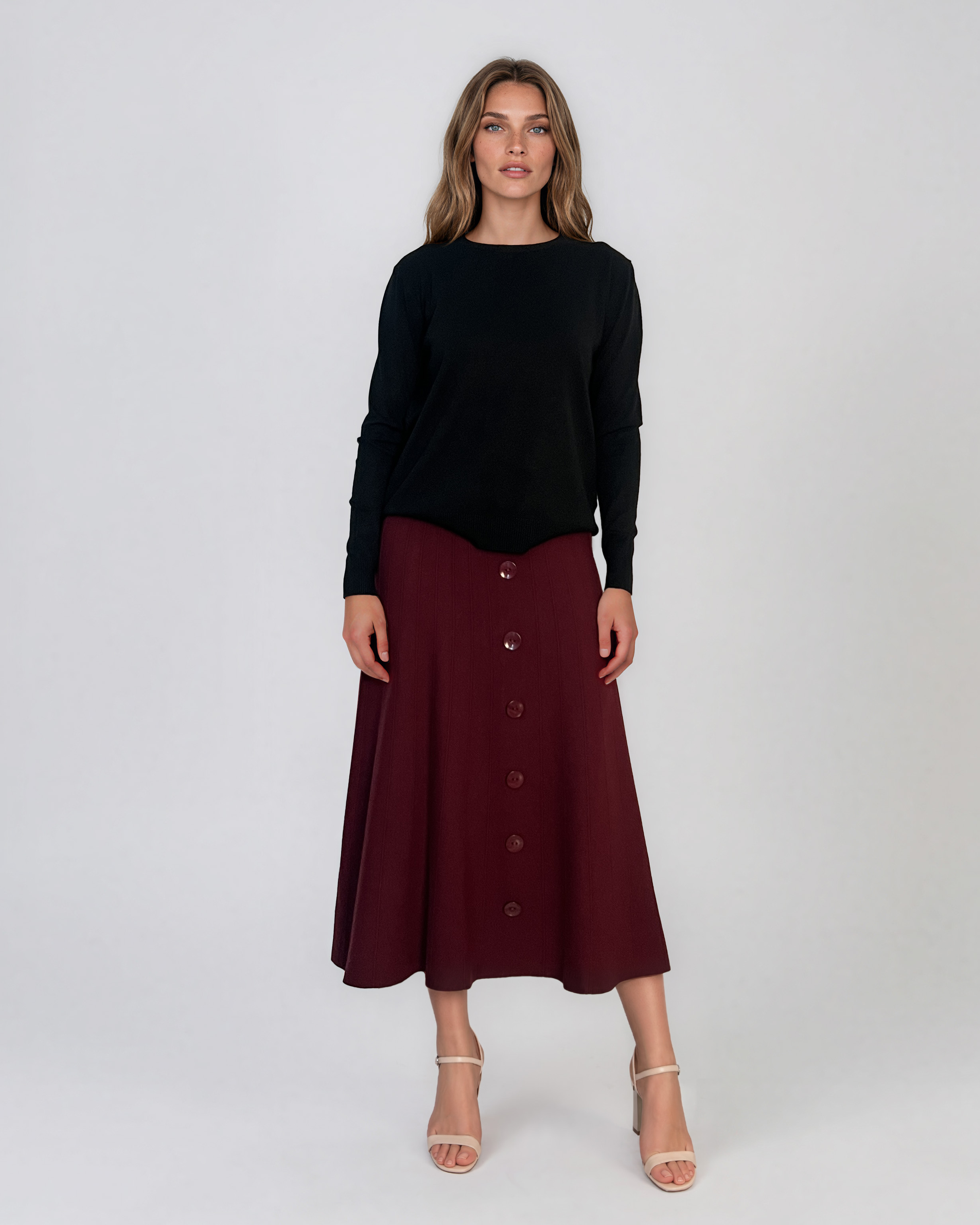 Pulover lejer din tricot cu lână şi caşmir negru LR357