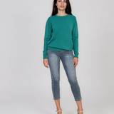 Pulover lejer din tricot cu lână şi caşmir turcoaz LR357