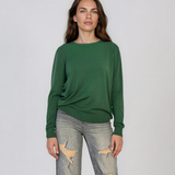 Pulover lejer din tricot cu lână şi caşmir verde LR357