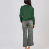 Pulover lejer din tricot cu lână şi caşmir verde LR357