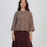 Pulover lejer din tricot cu nasturi pe mâneci beige DY736
