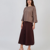 Pulover lejer din tricot cu nasturi pe mâneci beige DY736