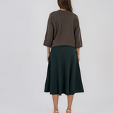 Pulover lejer din tricot cu nasturi pe mâneci kaki DY736