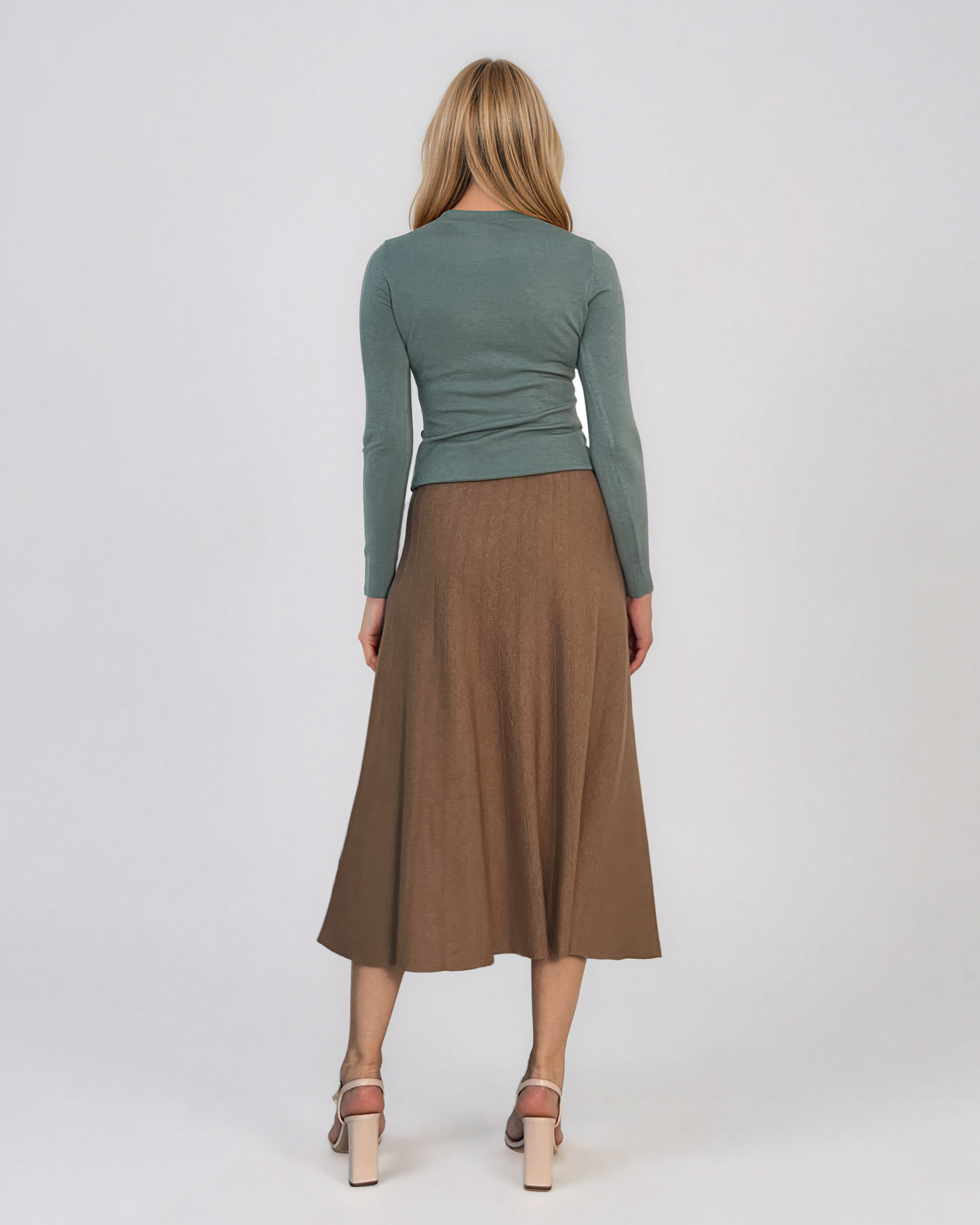 Pulover mulat din tricot cu lână şi caşmir aqua LR358